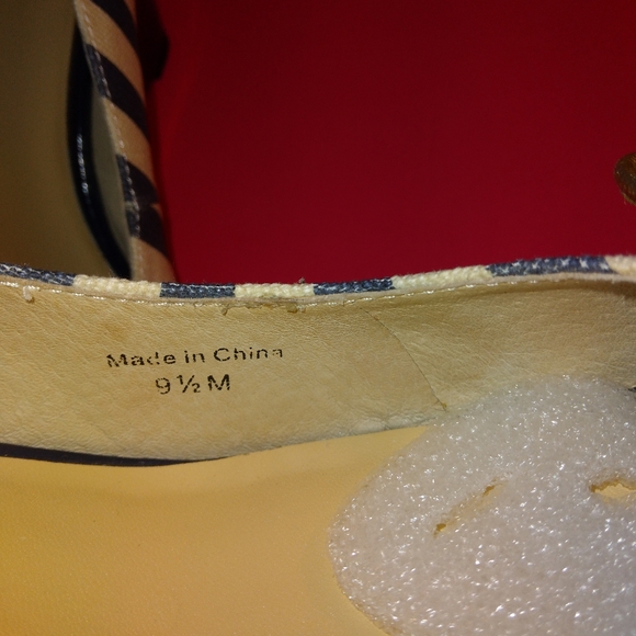 Kate Spade Melinda Nvy/wht stripe gold met.bow canvas sz9.5 - Picture 6 of 7